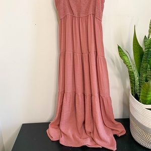 Mauve Maxi Flowy Smocked Dress